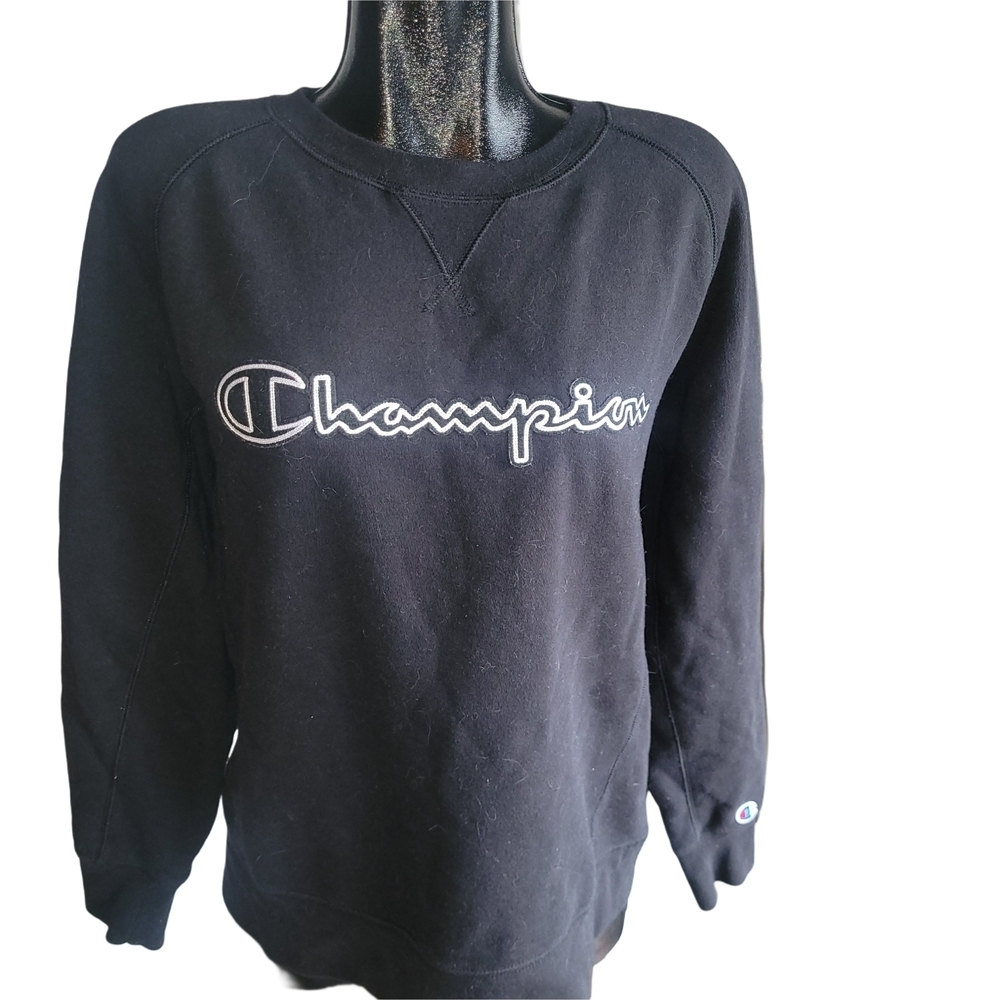 Champion Black Logo Front Sweatshirt Size L